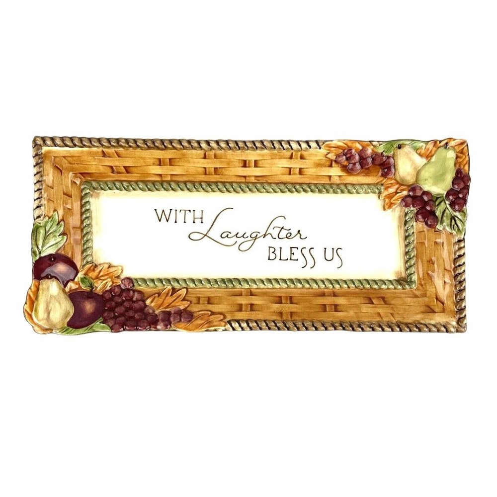 Grasslands Road Medium Nested Serving Tray With Laughter Bless Us Ceramic Plate
